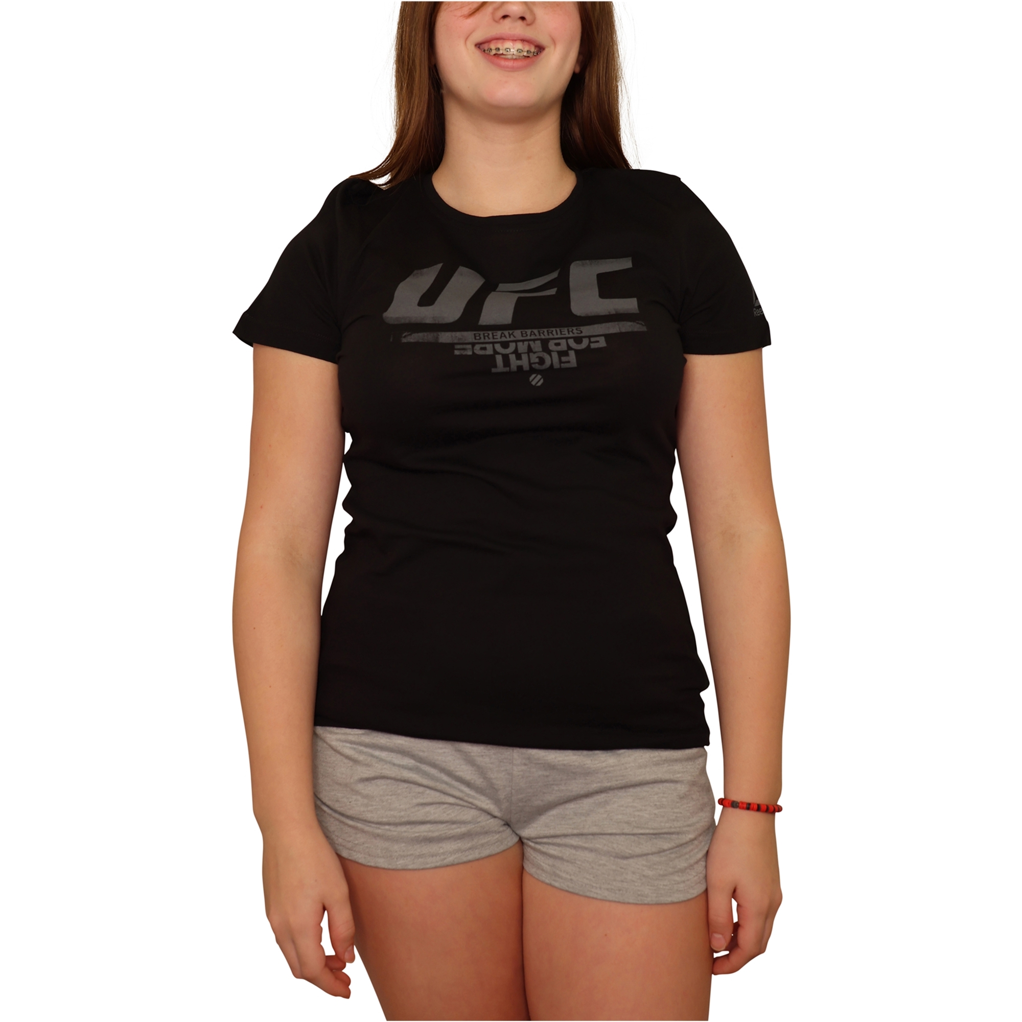 Reebok Womens Break Barriers Graphic T-Shirt, Black, Medium